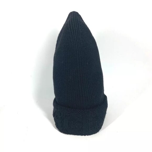 Auth VERSACE logo beanie hat knit hat knit cap Knit hat wool Black - Picture 5 of 11